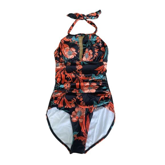 Women’s Floral One-piece Halter Top Swimsuit Size Small - Picture 1 of 3